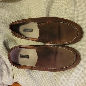 OluKai Nohea Nubuck Brown Leather Loafers Size 8.5